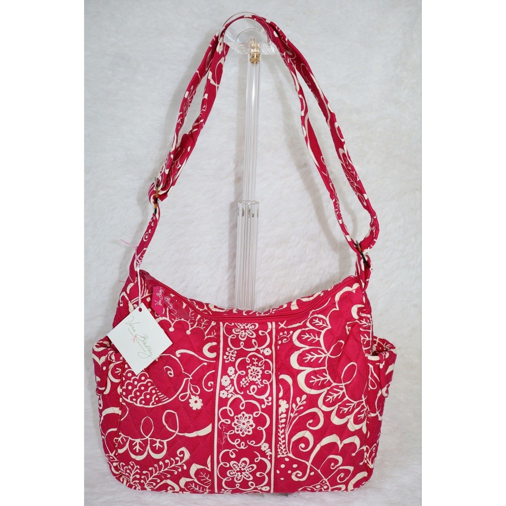 NWT Vera Bradley On The Go Crossbody Bag Twirly Birds Pink Quilted Cotton